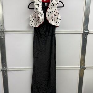 Disney Villains Cruella Black Dress with Dalmatian Print Vest